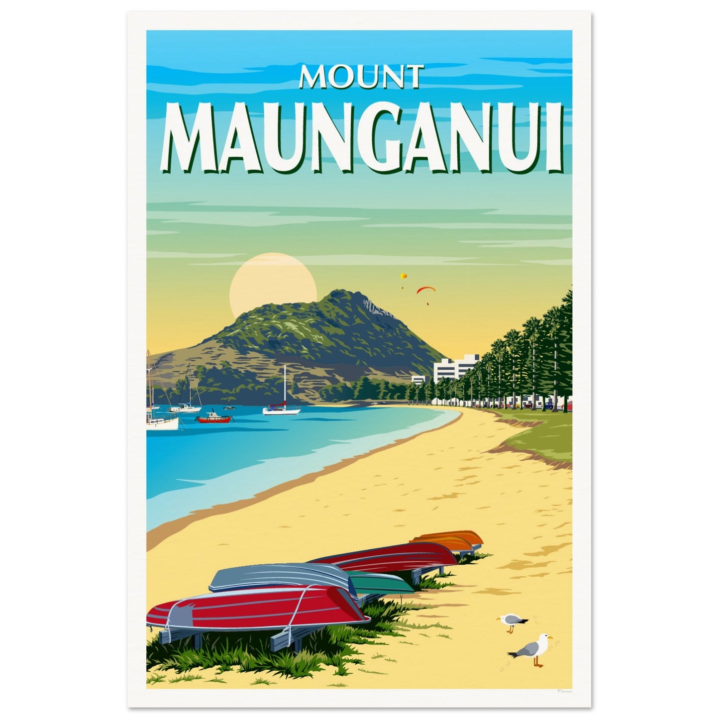 Mount Maunganui - Pilot Bay - Travel Poster, New Zealand
