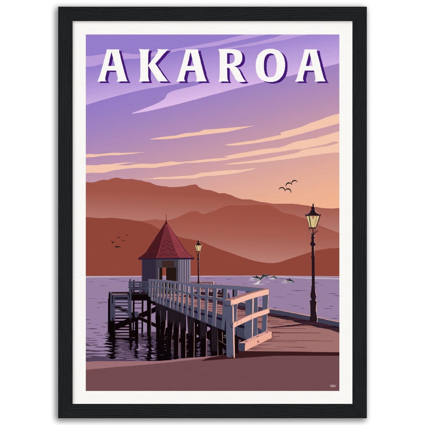 Akaroa Travel Poster, New Zealand