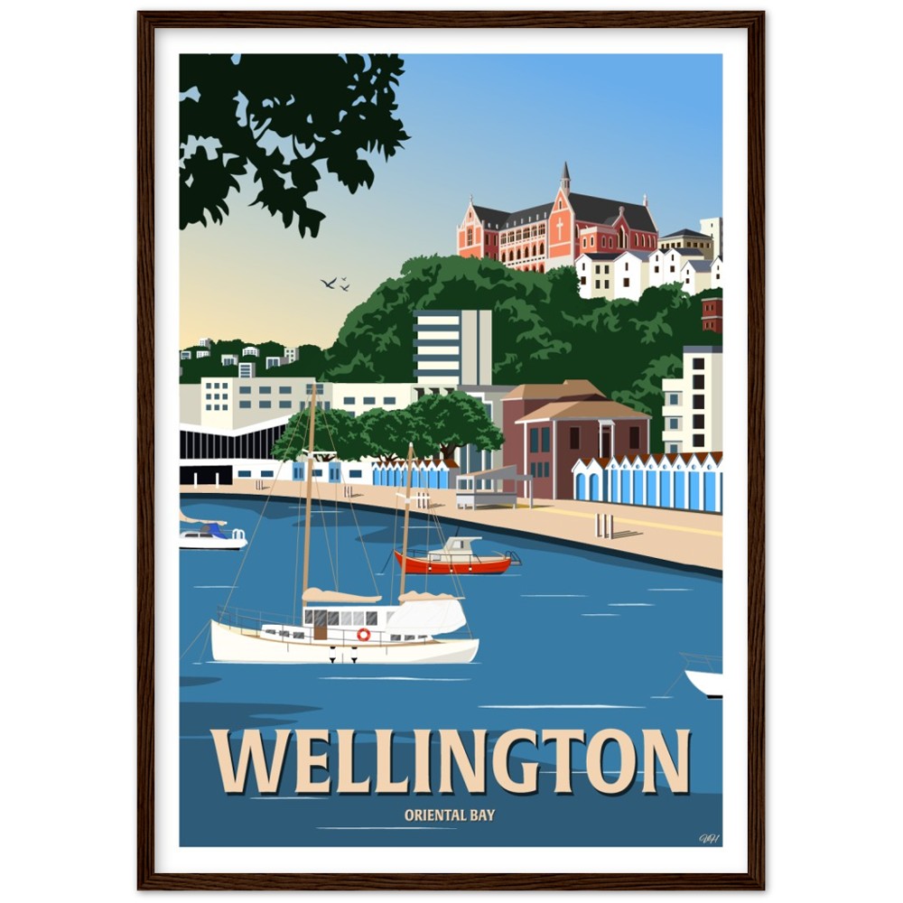Wellington - Oriental Bay - Travel Poster, New Zealand