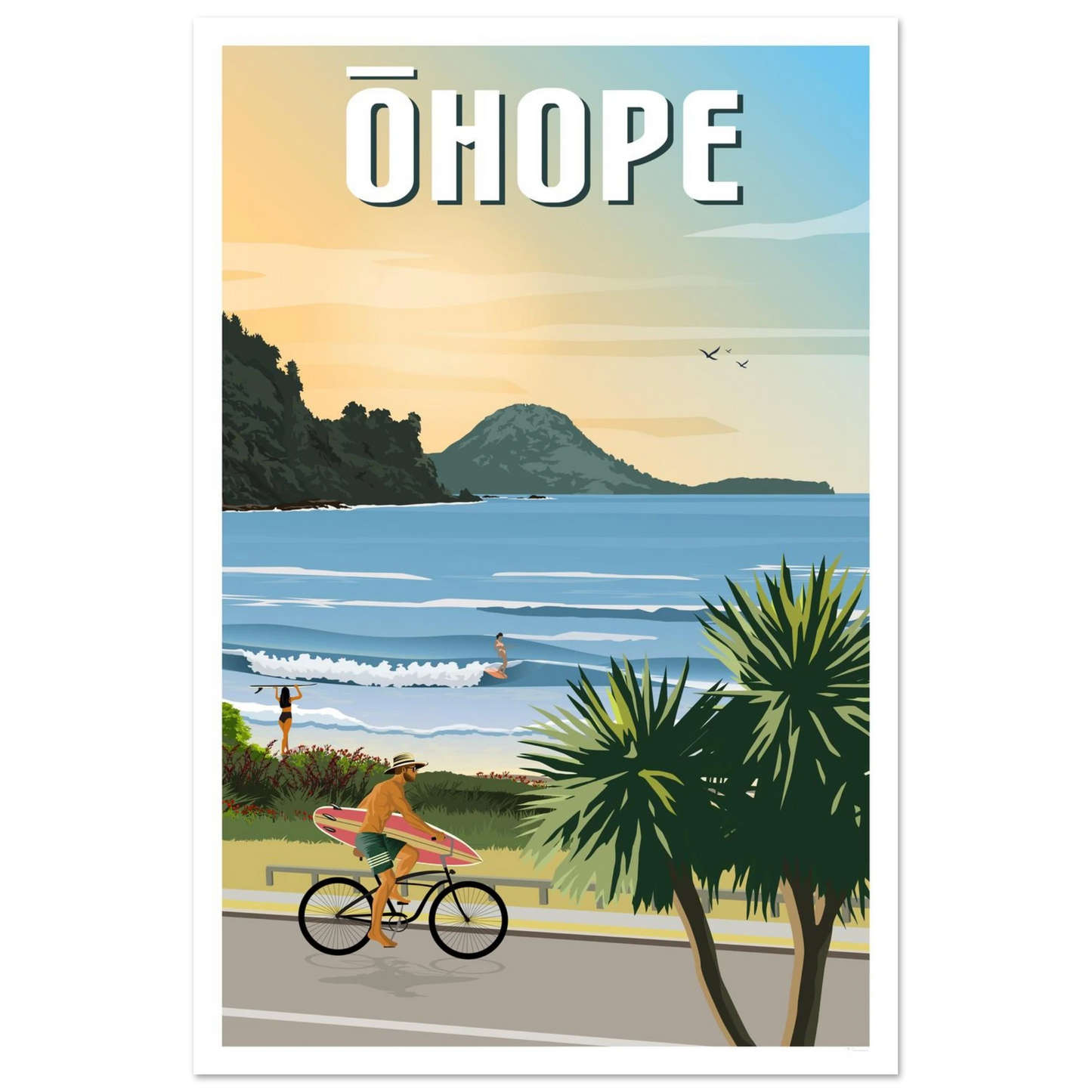 Ōhope Beach Daytime - Travel Poster, New Zealand