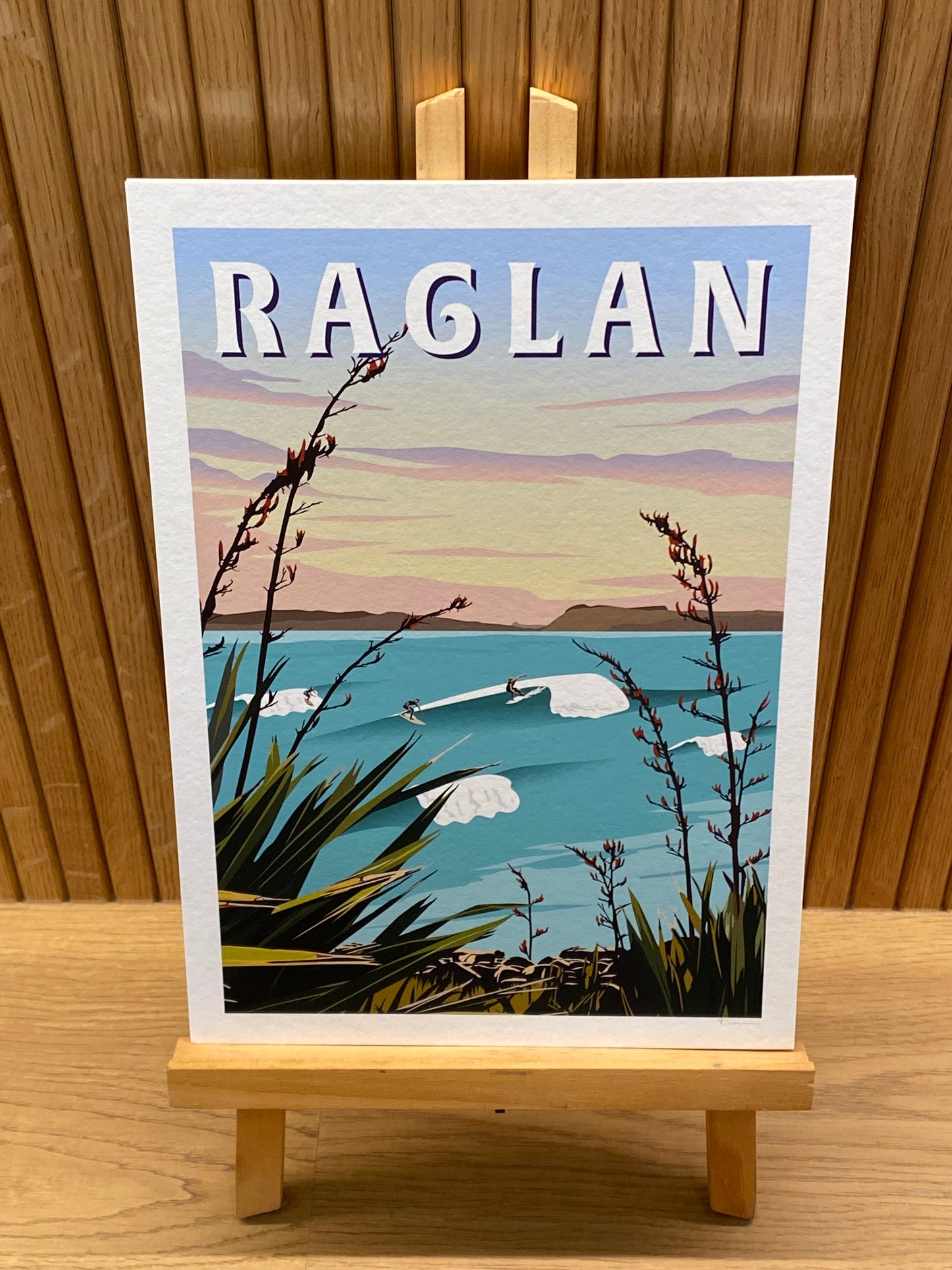 Raglan - Manu Bay - Travel Poster, New Zealand