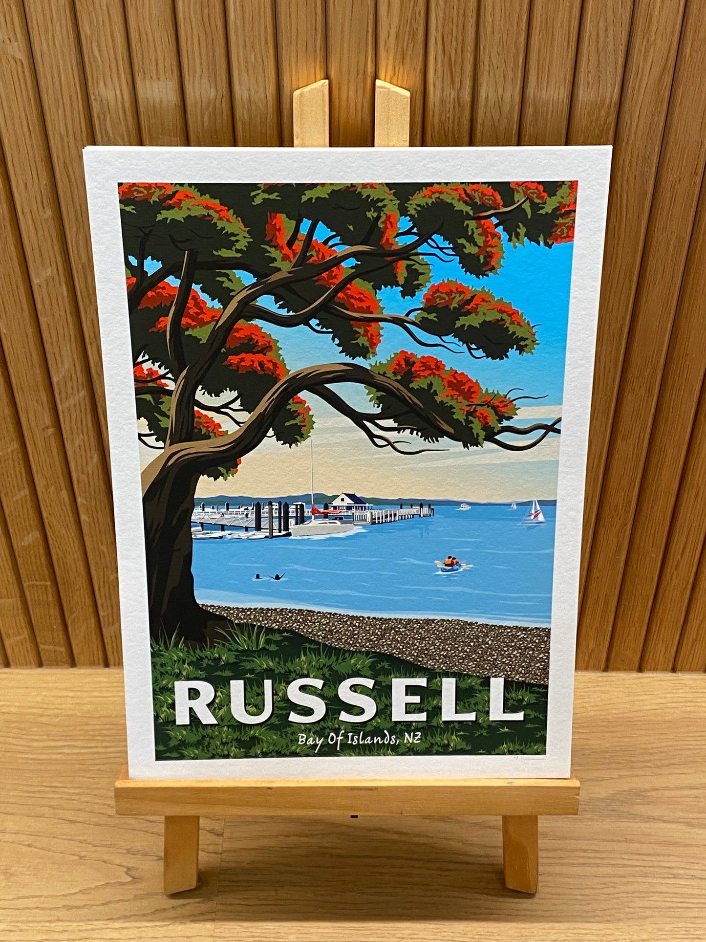 Russell Wharf - Bay of Islands - Travel Poster, New Zealand