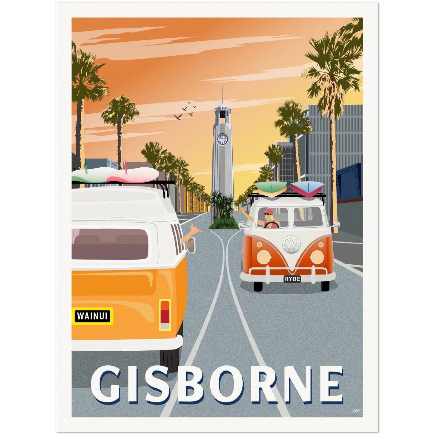 Gisborne - Sunrise - Travel Poster, New Zealand