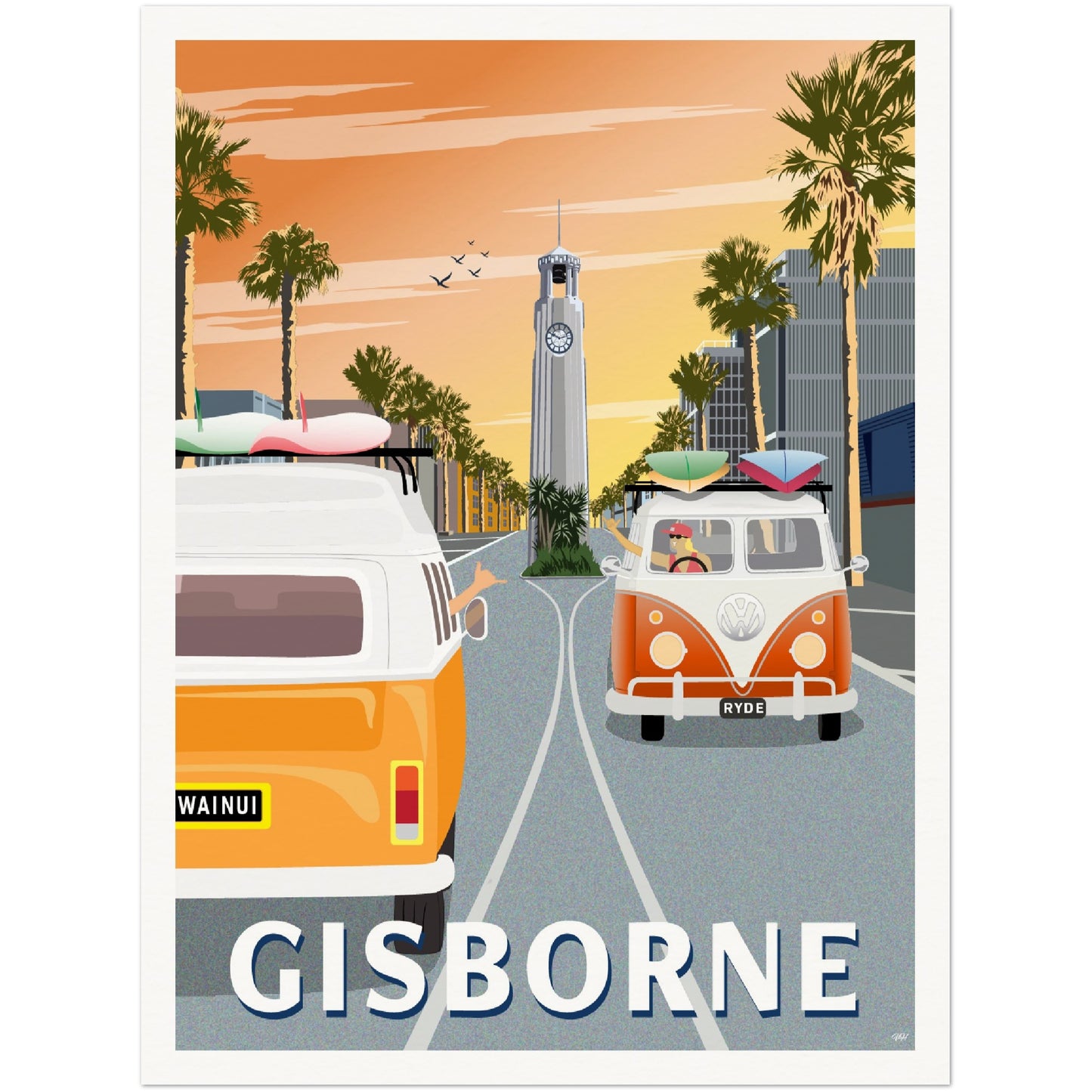 Gisborne - Sunrise - Travel Poster, New Zealand