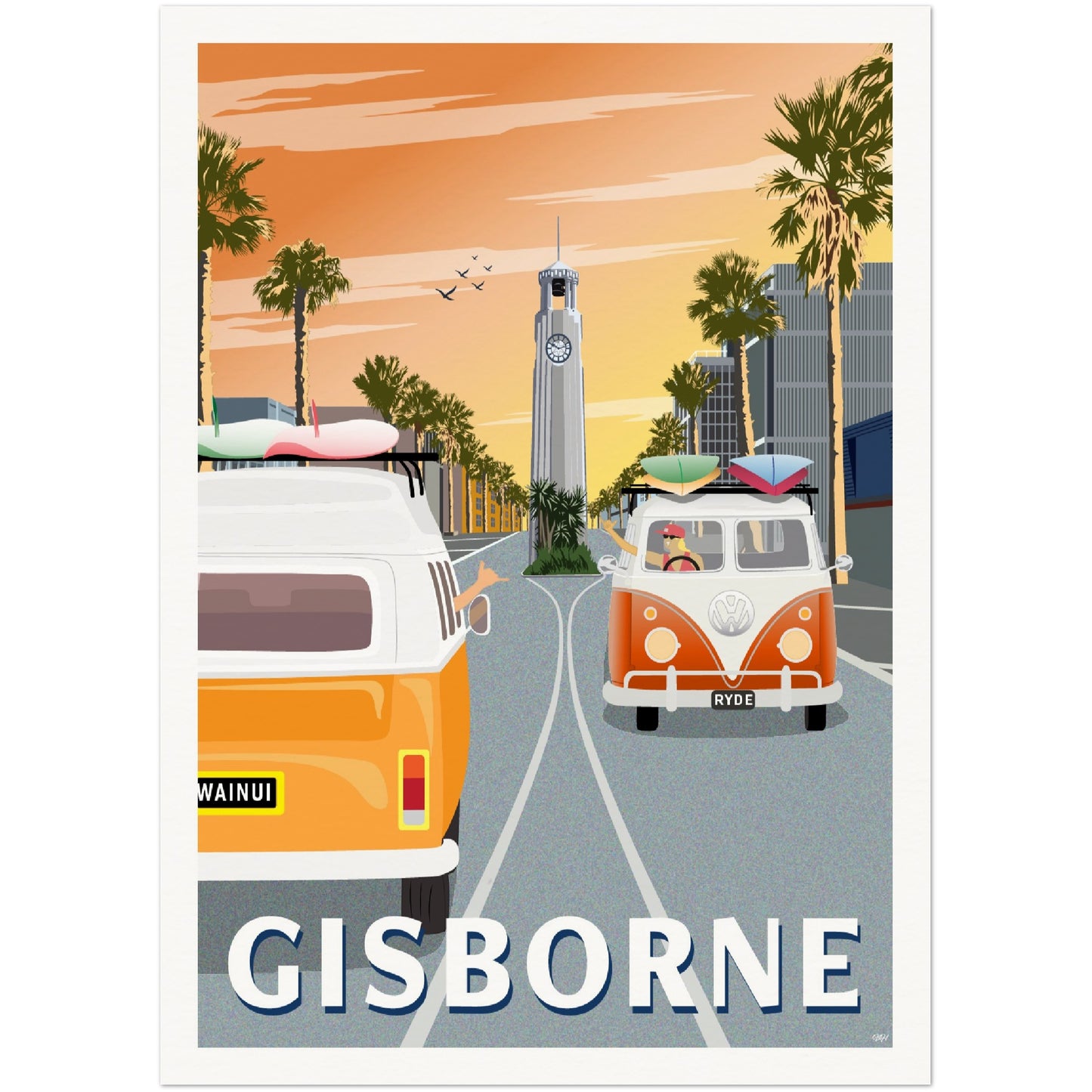 Gisborne - Sunrise - Travel Poster, New Zealand