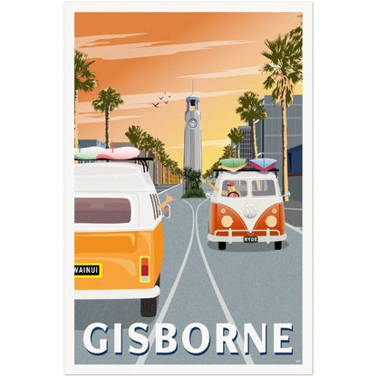 Gisborne - Sunrise - Travel Poster, New Zealand