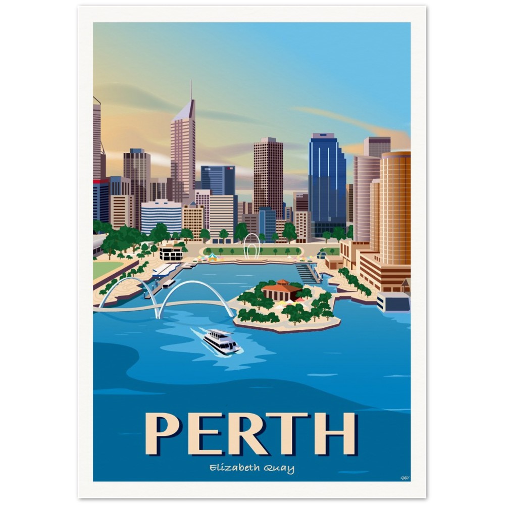 Perth - Elizabeth Quay - Travel Poster, Australia