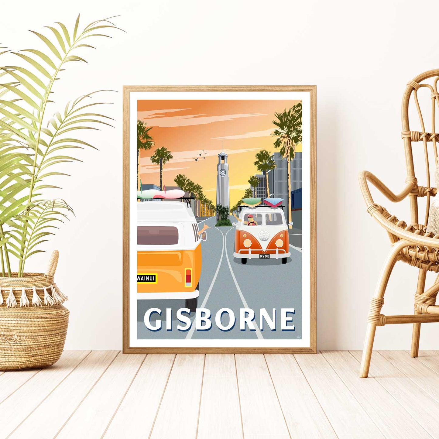 Gisborne - Sunrise - Travel Poster, New Zealand