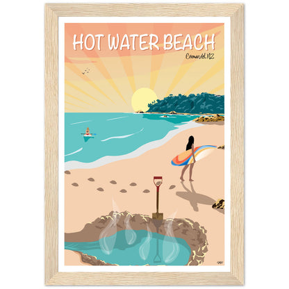 Hot Water Beach Travel Poster, New Zealand