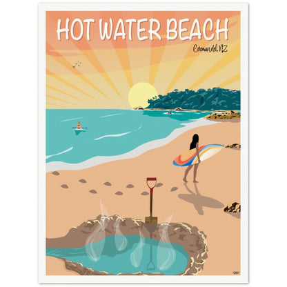 Hot Water Beach Travel Poster, New Zealand