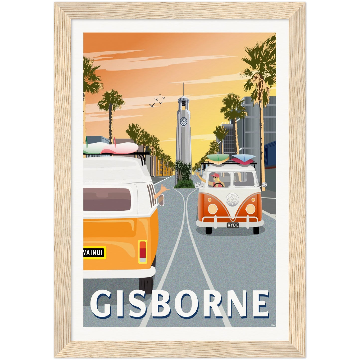 Gisborne - Sunrise - Travel Poster, New Zealand