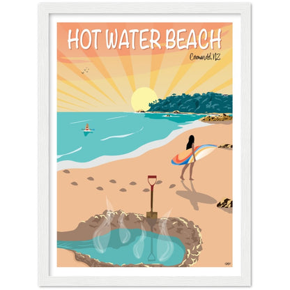 Hot Water Beach Travel Poster, New Zealand