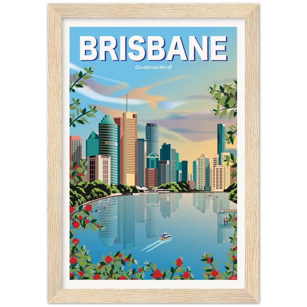 Brisbane Sky Travel Poster - Queensland, Australia