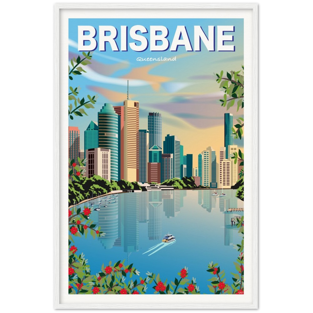 Brisbane Sky Travel Poster - Queensland, Australia